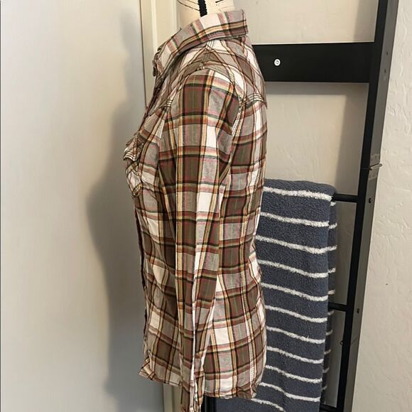 SOLD True Religion Plaid Pockets Button-Up Shirt Western Cowgirl Boho Festival - Picture 4 of 10